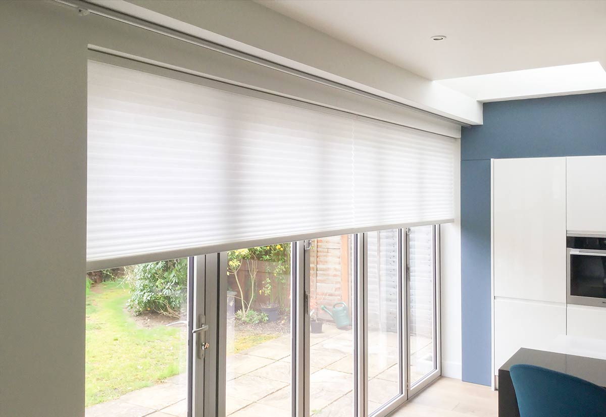 Freehanging Duette Blinds in Folding Doors