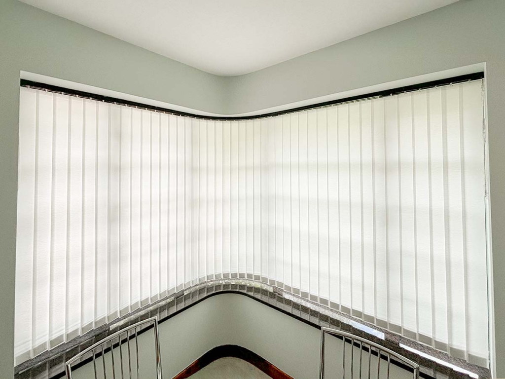 Scandi Vertical Blinds on a curved rail